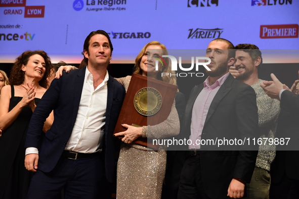 Isabelle Huppert at the light festival award ceremony in Lyon, France, on October 19, 2024. 