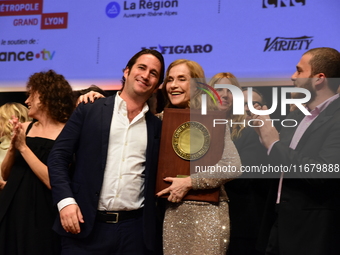 Isabelle Huppert at the light festival award ceremony in Lyon, France, on October 19, 2024. (