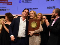 Isabelle Huppert at the light festival award ceremony in Lyon, France, on October 19, 2024. (