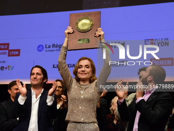 Isabelle Huppert at the light festival award ceremony in Lyon, France, on October 19, 2024. (