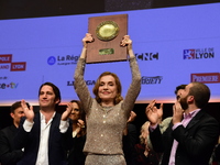 Isabelle Huppert at the light festival award ceremony in Lyon, France, on October 19, 2024. (