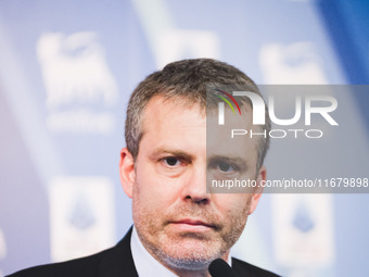 Lorenzo Casini, President of Serie A, attends a press conference after the Lega Serie A Assembly at the headquarters on Via Rosellini in Mil...