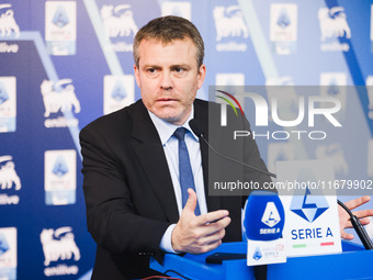 Lorenzo Casini, President of Serie A, attends a press conference after the Lega Serie A Assembly at the headquarters on Via Rosellini in Mil...