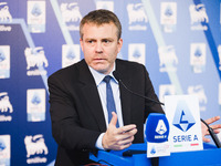 Lorenzo Casini, President of Serie A, attends a press conference after the Lega Serie A Assembly at the headquarters on Via Rosellini in Mil...