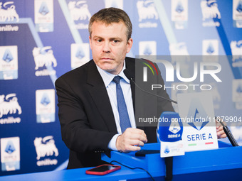 Lorenzo Casini, President of Serie A, attends a press conference after the Lega Serie A Assembly at the headquarters on Via Rosellini in Mil...