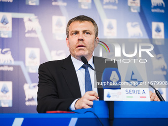 Lorenzo Casini, President of Serie A, attends a press conference after the Lega Serie A Assembly at the headquarters on Via Rosellini in Mil...