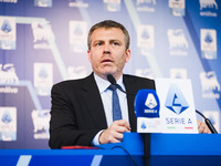 Lorenzo Casini, President of Serie A, attends a press conference after the Lega Serie A Assembly at the headquarters on Via Rosellini in Mil...