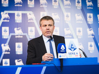 Lorenzo Casini, President of Serie A, attends a press conference after the Lega Serie A Assembly at the headquarters on Via Rosellini in Mil...