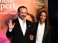 Vincent Perez and Karine Silla Perez at the light festival award ceremony in Lyon, France, on October 19, 2024. (