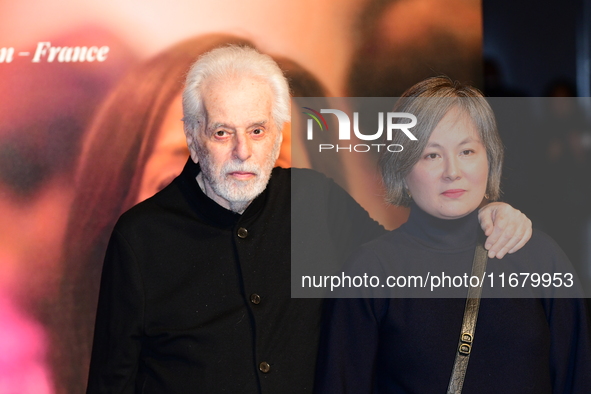 People attend the light festival award ceremony in Lyon, France, on October 19, 2024. 