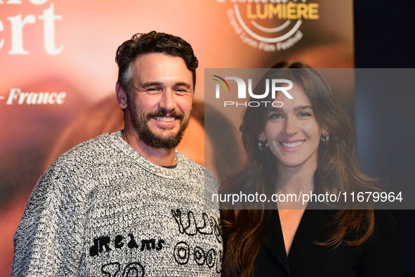 James Franco and Isabel Paksad at the light festival award ceremony in Lyon, France, on October 19, 2024. 