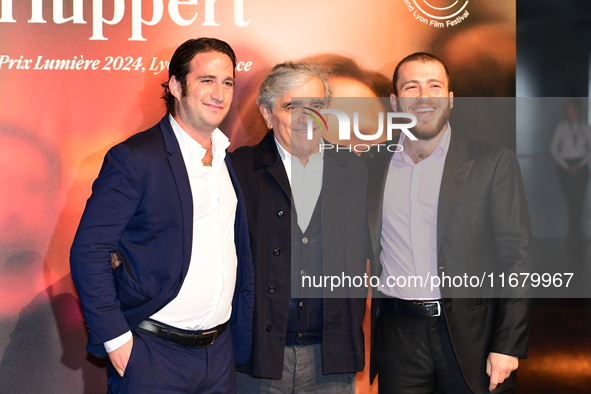 Isabelle Huppert's family at the light festival award ceremony in Lyon, France, on October 19, 2024. 