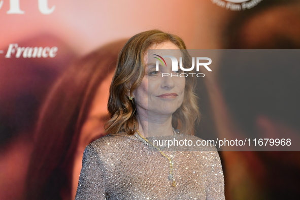 Isabelle Huppert at the light festival award ceremony in Lyon, France, on October 19, 2024. 