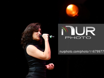 Camelia Jordana at the light festival award ceremony in Lyon, France, on October 19, 2024. (