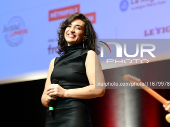 Camelia Jordana at the light festival award ceremony in Lyon, France, on October 19, 2024. (