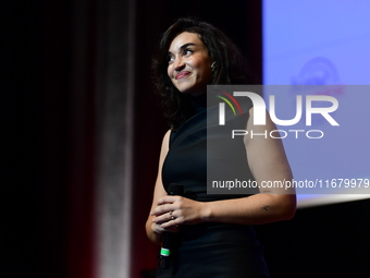 Camelia Jordana at the light festival award ceremony in Lyon, France, on October 19, 2024. (