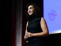 Camelia Jordana at the light festival award ceremony in Lyon, France, on October 19, 2024. (