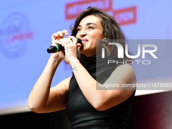 Camelia Jordana at the light festival award ceremony in Lyon, France, on October 19, 2024. (