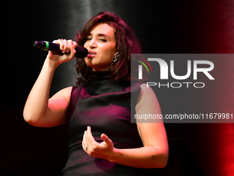 Camelia Jordana at the light festival award ceremony in Lyon, France, on October 19, 2024. (