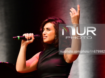 Camelia Jordana at the light festival award ceremony in Lyon, France, on October 19, 2024. (