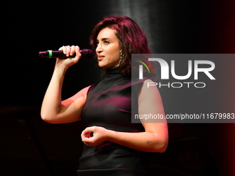 Camelia Jordana at the light festival award ceremony in Lyon, France, on October 19, 2024. (