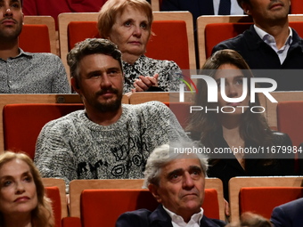 James Franco and Isabel Paksad at the light festival award ceremony in Lyon, France, on October 19, 2024. (