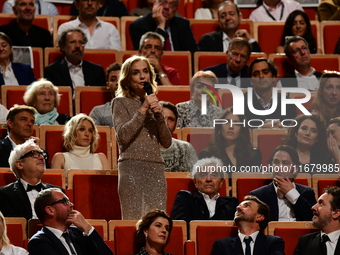 Isabelle Huppert at the light festival award ceremony in Lyon, France, on October 19, 2024. (