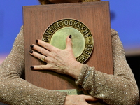 Isabelle Huppert at the light festival award ceremony in Lyon, France, on October 19, 2024. (