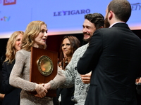 Isabelle Huppert at the light festival award ceremony in Lyon, France, on October 19, 2024. (