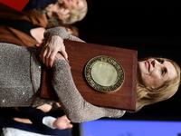 Isabelle Huppert at the light festival award ceremony in Lyon, France, on October 19, 2024. (