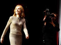 Isabelle Huppert at the light festival award ceremony in Lyon, France, on October 19, 2024. (