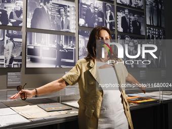 Sabina Ciuffini attends the preview of the Mike Bongiorno 1924-2024 exhibition in Milan, Italy, on September 16, 2024. (