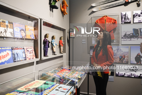 Susanna Messaggio attends the preview of the Mike Bongiorno 1924-2024 exhibition in Milan, Italy, on September 16, 2024. 