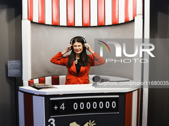 Susanna Messaggio attends the preview of the Mike Bongiorno 1924-2024 exhibition in Milan, Italy, on September 16, 2024. (