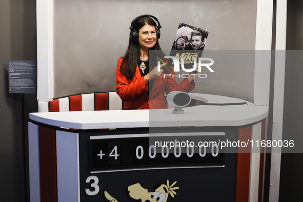 Susanna Messaggio attends the preview of the Mike Bongiorno 1924-2024 exhibition in Milan, Italy, on September 16, 2024. 