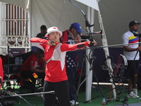 Yang Xialoei of China participates in the practice session before the competition against Alejandra Valencia of Mexico (not in picture) on t...