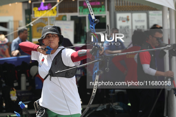 Alejandra Valencia of Mexico practices before the competition against Yang Xialoei of China (not in picture) on the first day of the Tlaxcal...