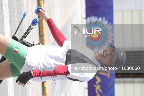 Alejandra Valencia of Mexico practices before the competition against Yang Xialoei of China (not in picture) on the first day of the Tlaxcal...