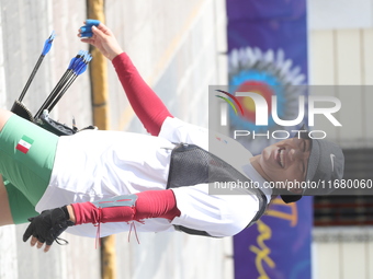 Alejandra Valencia of Mexico practices before the competition against Yang Xialoei of China (not in picture) on the first day of the Tlaxcal...