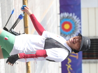 Alejandra Valencia of Mexico practices before the competition against Yang Xialoei of China (not in picture) on the first day of the Tlaxcal...