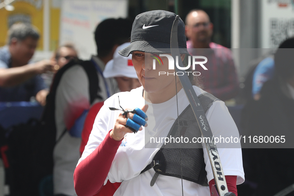 Alejandra Valencia of Mexico practices before the competition against Yang Xialoei of China (not in picture) on the first day of the Tlaxcal...