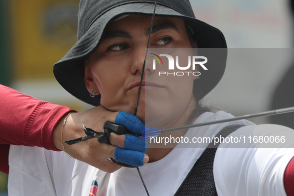 Alejandra Valencia of Mexico practices before the competition against Yang Xialoei of China (not in picture) on the first day of the Tlaxcal...