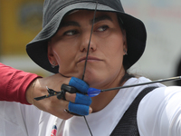 Alejandra Valencia of Mexico practices before the competition against Yang Xialoei of China (not in picture) on the first day of the Tlaxcal...