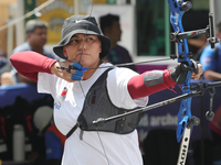 Alejandra Valencia of Mexico practices before the competition against Yang Xialoei of China (not in picture) on the first day of the Tlaxcal...