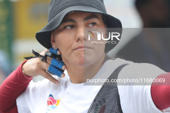 Alejandra Valencia of Mexico practices before the competition against Yang Xialoei of China (not in picture) on the first day of the Tlaxcal...