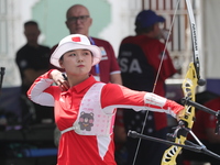 Li Jiaman of China participates in the practice session before the competition against Deepika Kumari of India (not in picture) on the first...