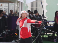 Yang Xialoei of China participates in the practice session before the competition against Alejandra Valencia of Mexico (not in picture) on t...