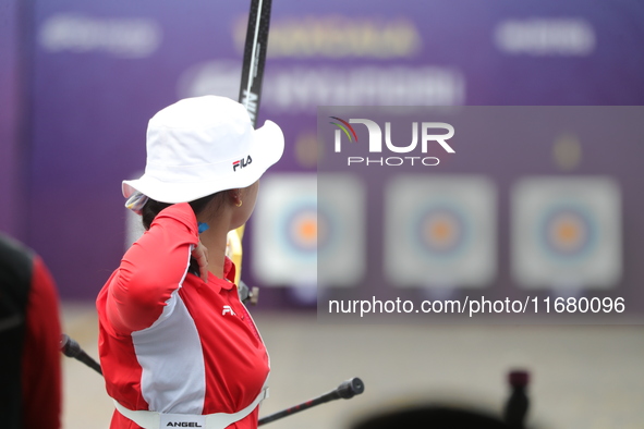 Li Jiaman of China participates in the practice session before the competition against Deepika Kumari of India (not in picture) on the first...