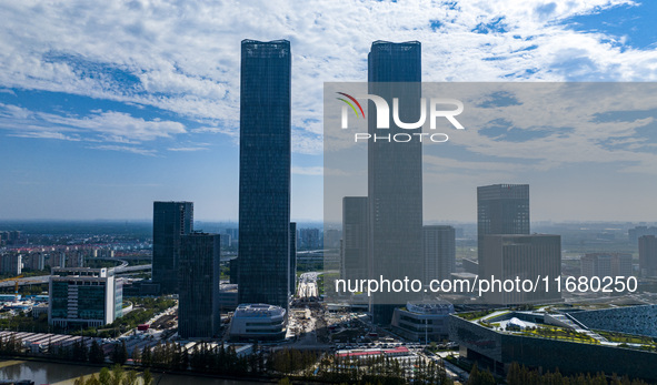 The ''Gate of Science'' and surrounding buildings are in Zhangjiang Science City, Shanghai, China, on October 18, 2024. The Shanghai Zhangji...