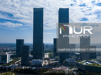 The ''Gate of Science'' and surrounding buildings are in Zhangjiang Science City, Shanghai, China, on October 18, 2024. The Shanghai Zhangji...